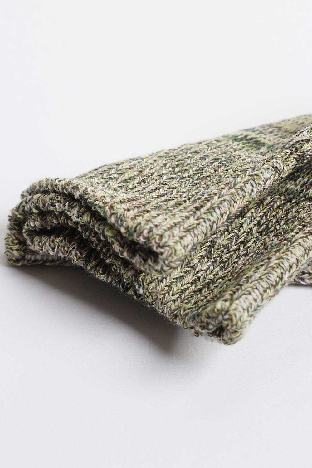 Relax Chunky Flat Knit Supermelange Forrest Green / Rude Green / Khaki / Hot Chocolate / Off White - Democratique Socks