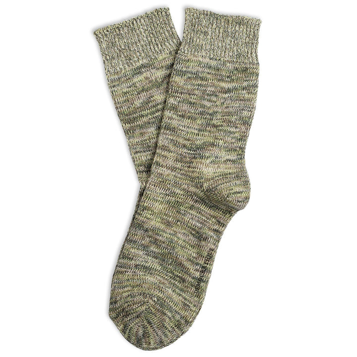 Relax Chunky Flat Knit Supermelange Forrest Green / Rude Green / Khaki / Hot Chocolate / Off White - Democratique Socks