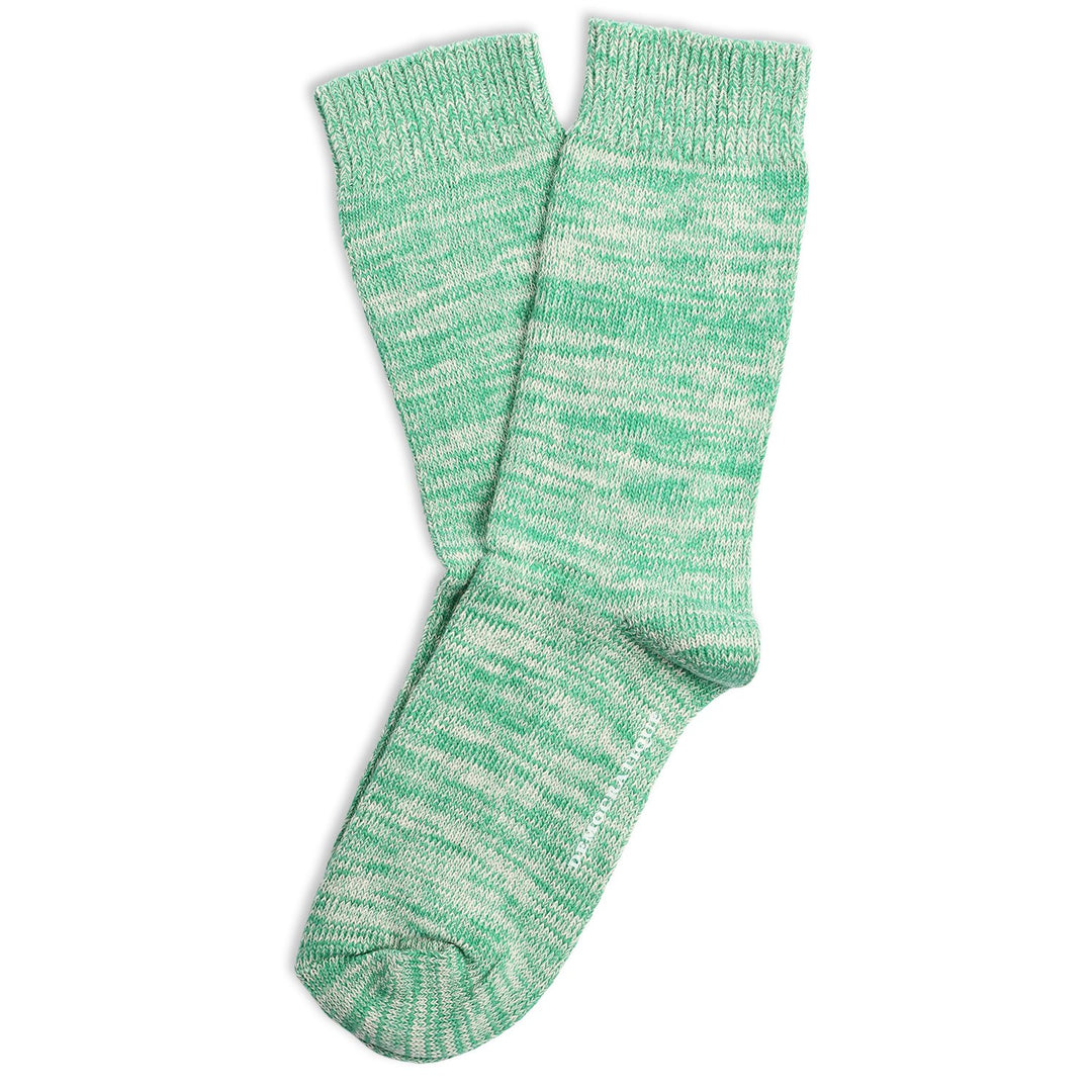 Relax Chunky Flat Knit Supermelange Socks Green Day / Off White - Democratique Socks