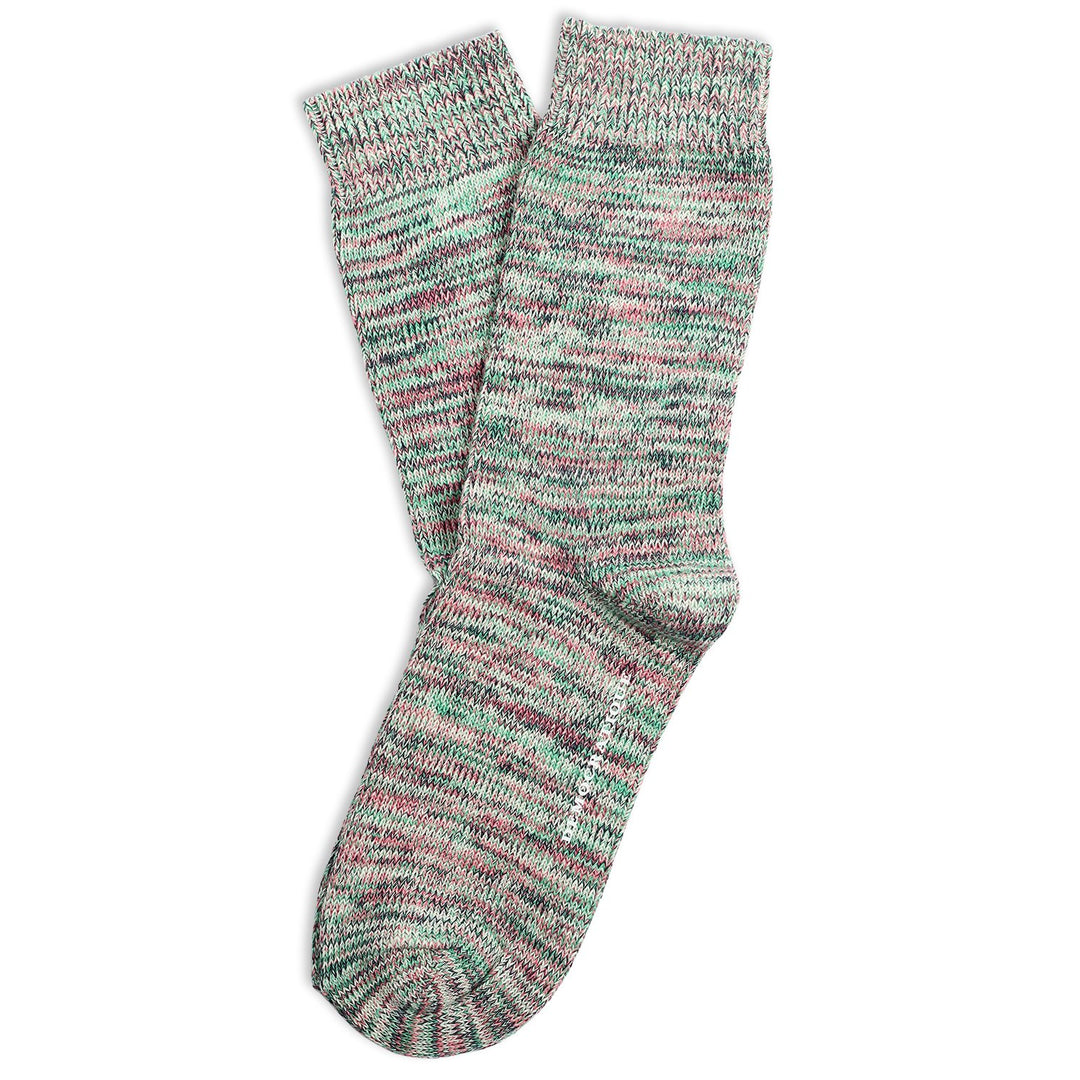 Relax Chunky Flat Knit Supermelange Socks Greenday / Pale Green / Navy / Watermelon / Off White - Democratique Socks