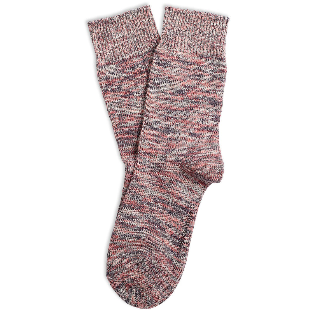Relax Chunky Flat Knit Supermelange Hard Grey / Trørød Grey / Gribskov Plum / Off White / Watermelon - Democratique Socks