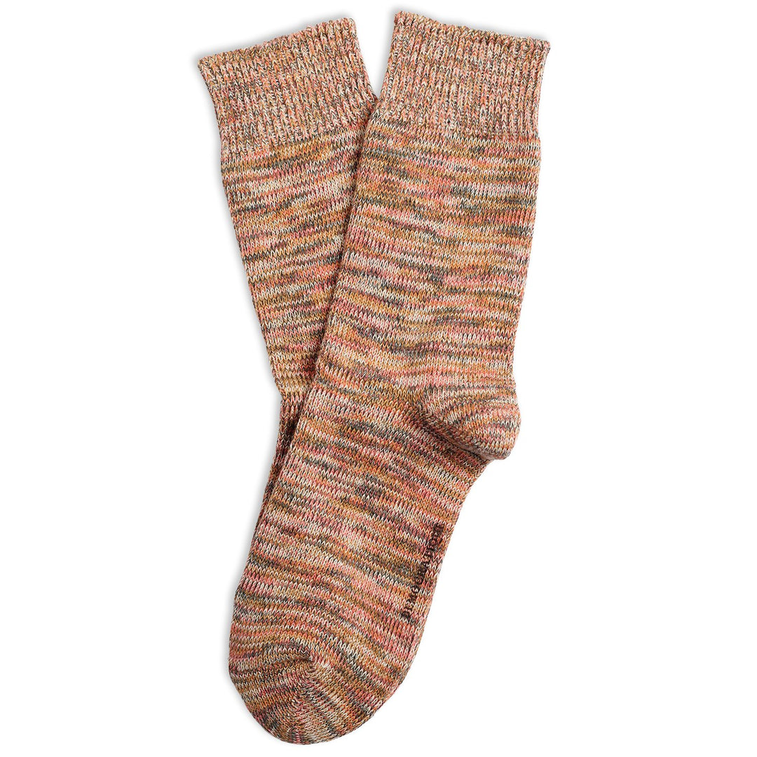 Relax Chunky Flat Knit Supermelange Honey / Watermelon / Forrest Green / Khaki / Off White - Democratique Socks