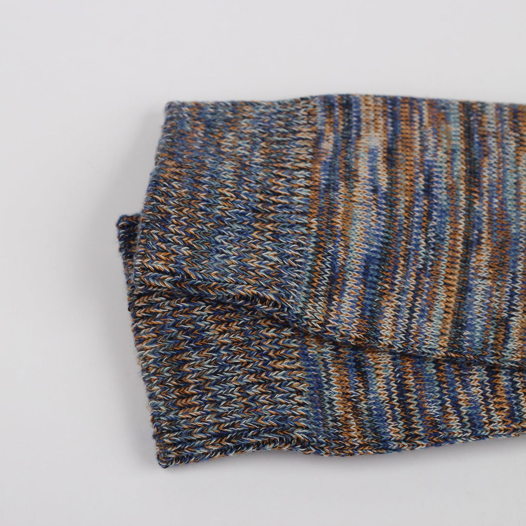 Democratique Socks Relax Chunky Flat Knit Supermelange Organic Cotton Irr / Honey / Cobalt Blue / Navy / Off White - Democratique Socks