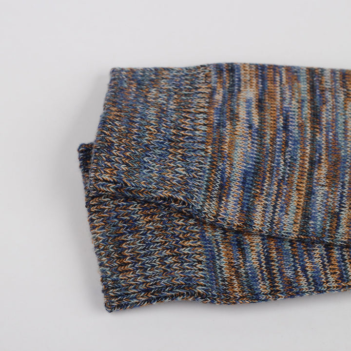 Democratique Socks Relax Chunky Flat Knit Supermelange Organic Cotton Irr / Honey / Cobalt Blue / Navy / Off White - Democratique Socks