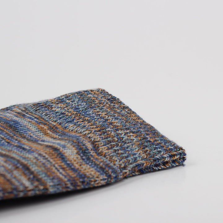 Democratique Socks Relax Chunky Flat Knit Supermelange Organic Cotton Irr / Honey / Cobalt Blue / Navy / Off White - Democratique Socks