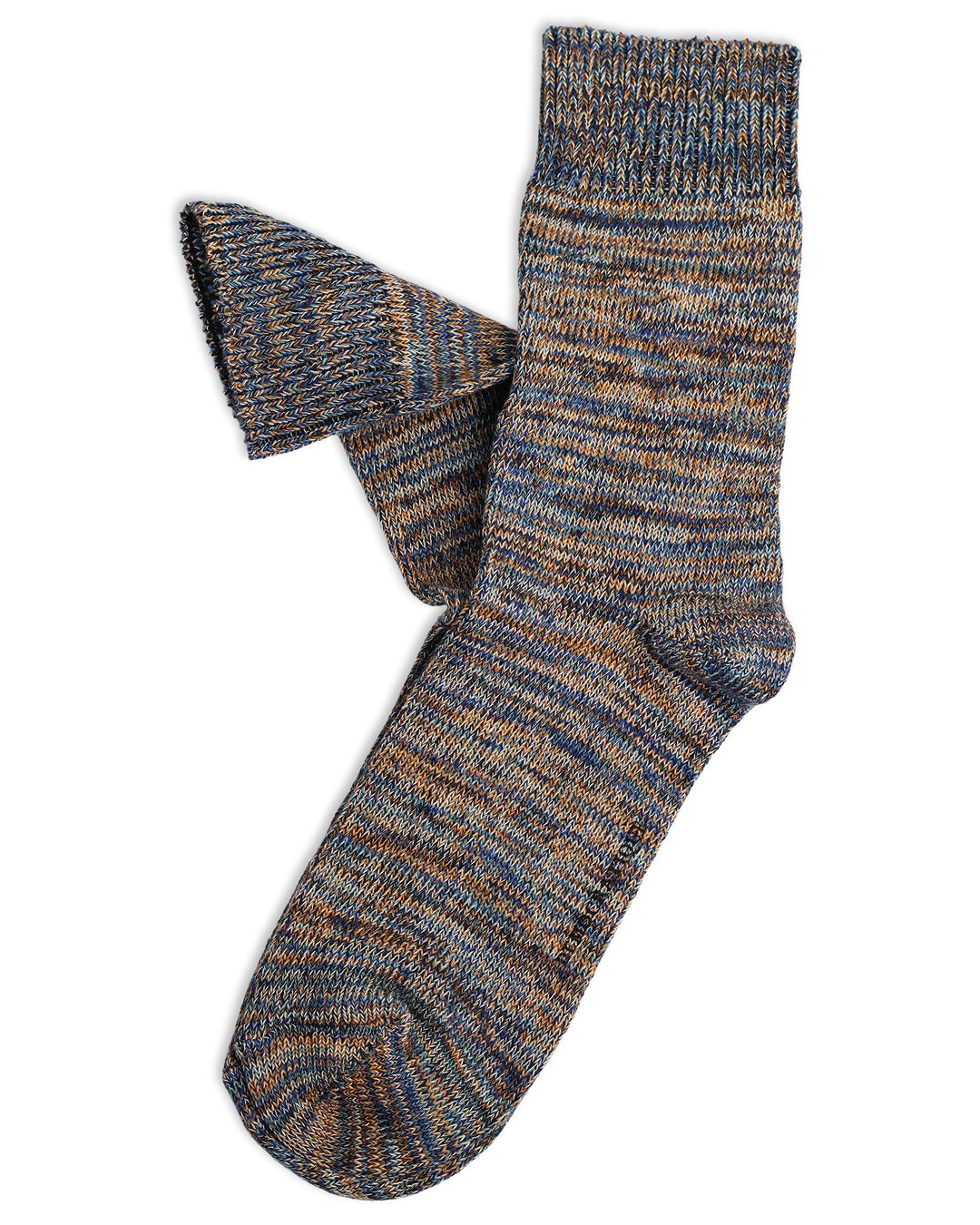 Democratique Socks Relax Chunky Flat Knit Supermelange Organic Cotton Irr / Honey / Cobalt Blue / Navy / Off White - Democratique Socks