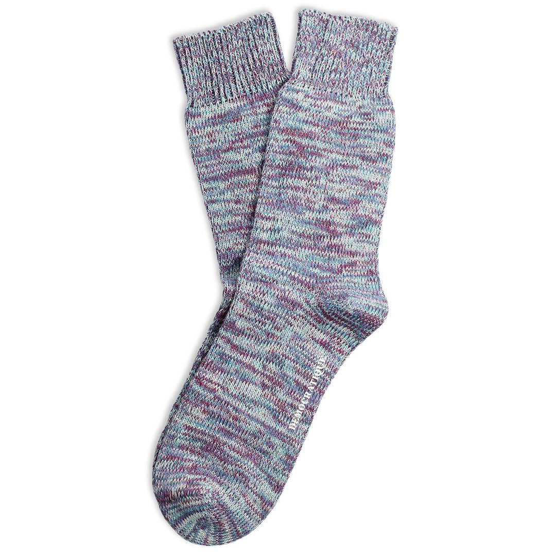 Relax Chunky Flat Knit Supermelange Socks Irr / Wild Berry / Off White / Clear Purple / Petroleum Blue - Democratique Socks