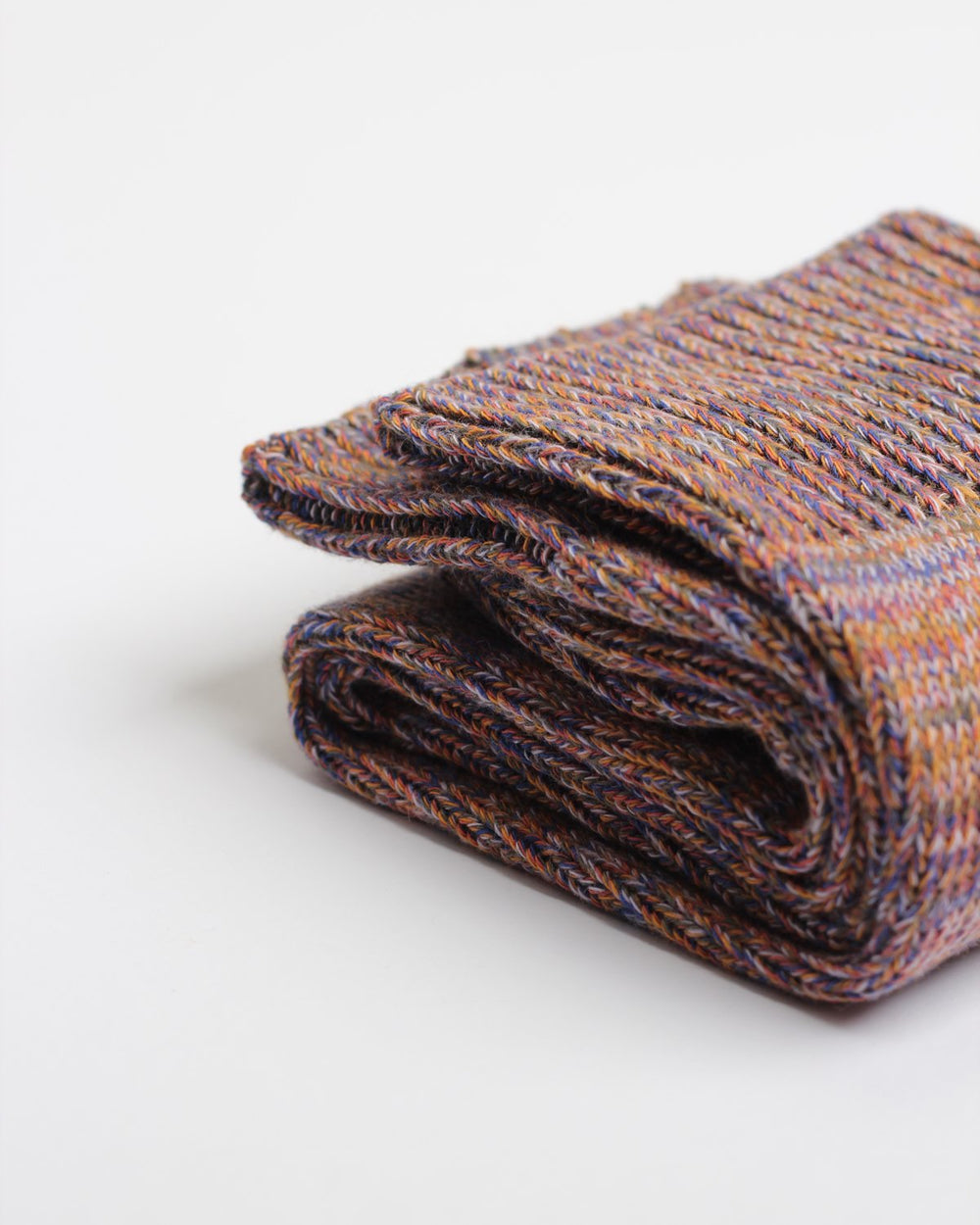 Democratique Socks Relax Chunky Flat Knit Supermelange Organic Cotton Light Purple / Light Rosso / Honey / Cobalt Blue / Army - Democratique Socks