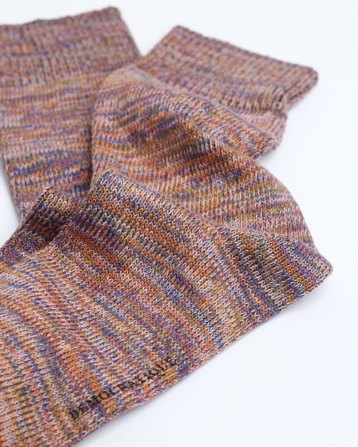 Democratique Socks Relax Chunky Flat Knit Supermelange Organic Cotton Light Purple / Light Rosso / Honey / Cobalt Blue / Army - Democratique Socks