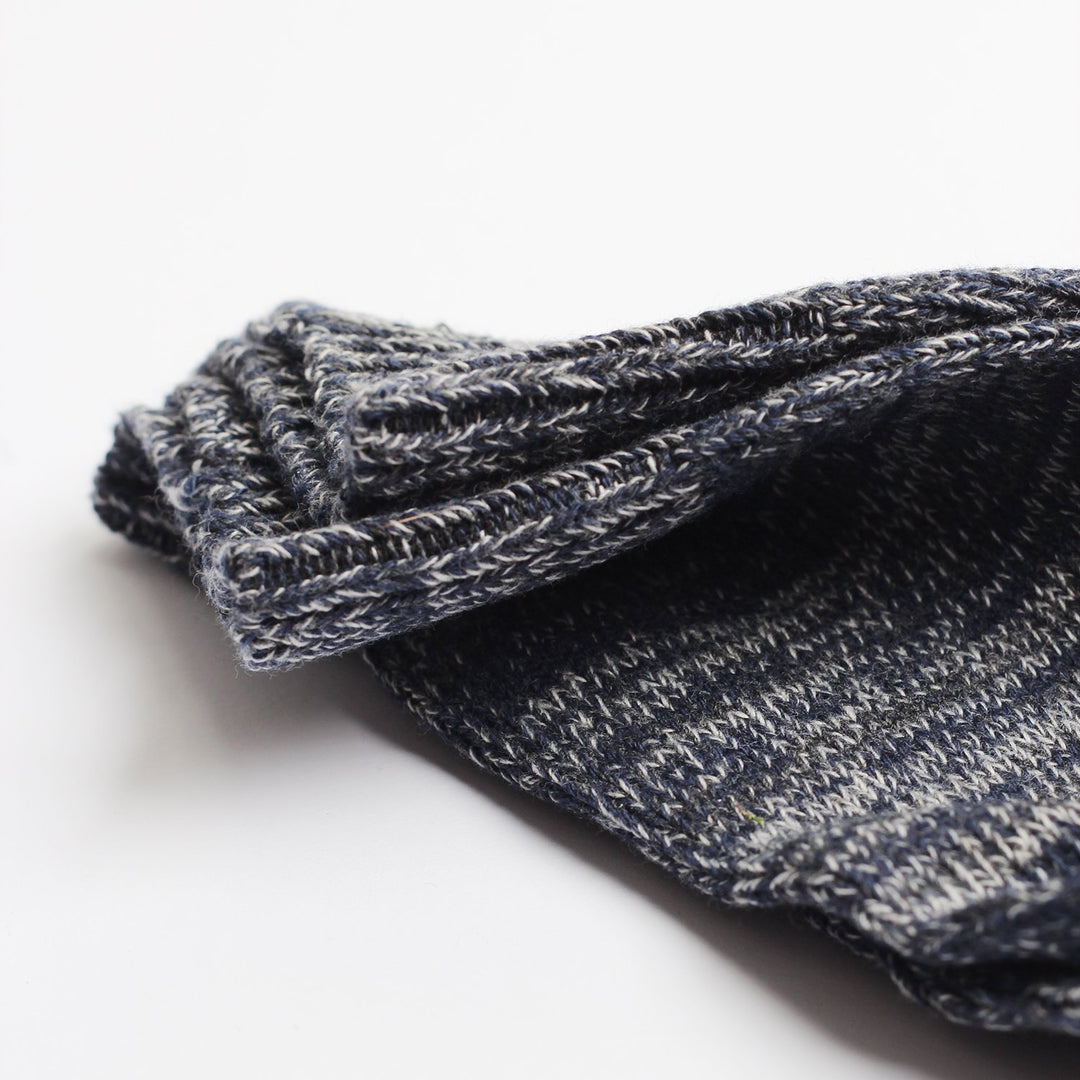 Relax Chunky Flat Knit Supermelange Navy Melange / Light Grey Melange / Charcoal Melange - Democratique Socks