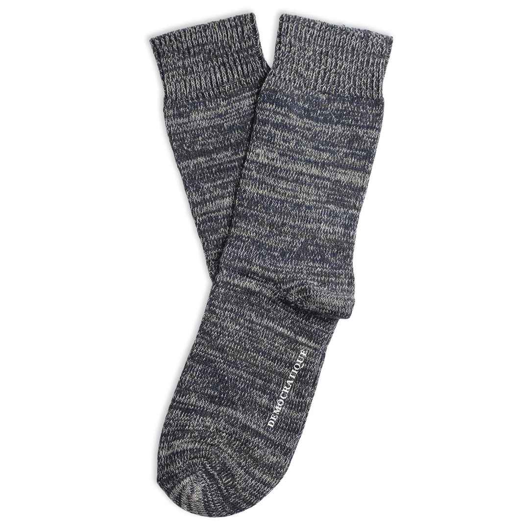 Relax Chunky Flat Knit Supermelange Navy Melange / Light Grey Melange / Charcoal Melange - Democratique Socks