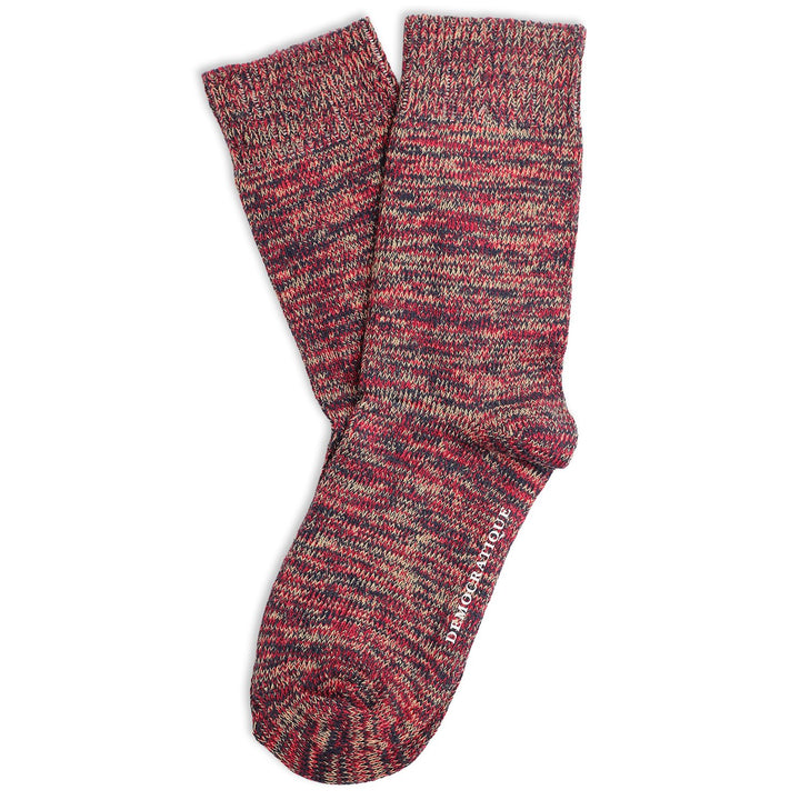 Relax Chunky Flat Knit Supermelange Socks Navy / Pearl Red / Casual Sand - Democratique Socks