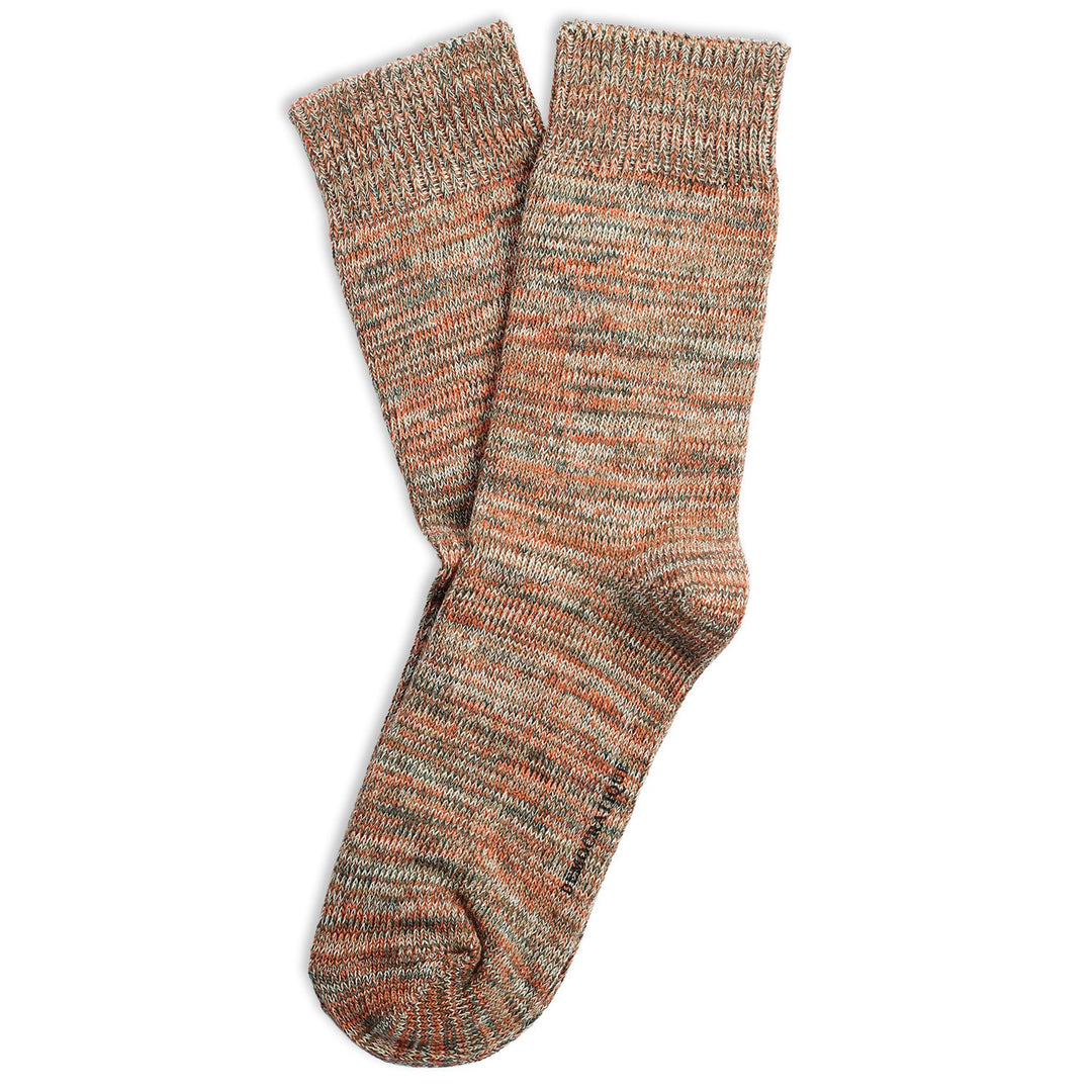 Relax Chunky Flat Knit Supermelange Socks Pumpkin / Khaki / Hot Nutshell / Forrest Green / Off White - Democratique Socks