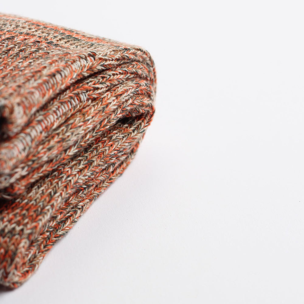 Relax Chunky Flat Knit Supermelange Socks Pumpkin / Khaki / Hot Nutshell / Forrest Green / Off White - Democratique Socks