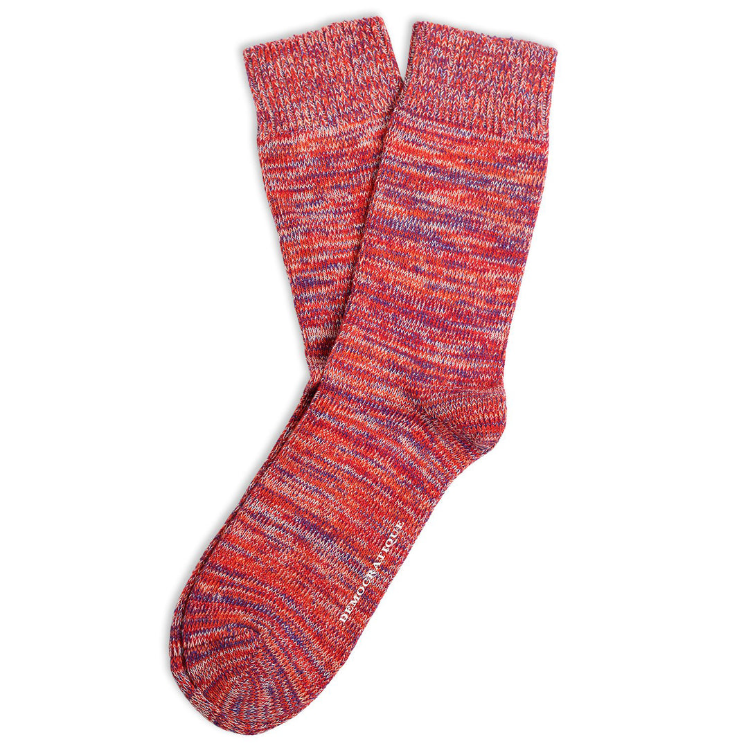 Relax Chunky Flat Knit Supermelange Socks Pearl Red / Purple Rain / Off White / Orange County - Democratique Socks