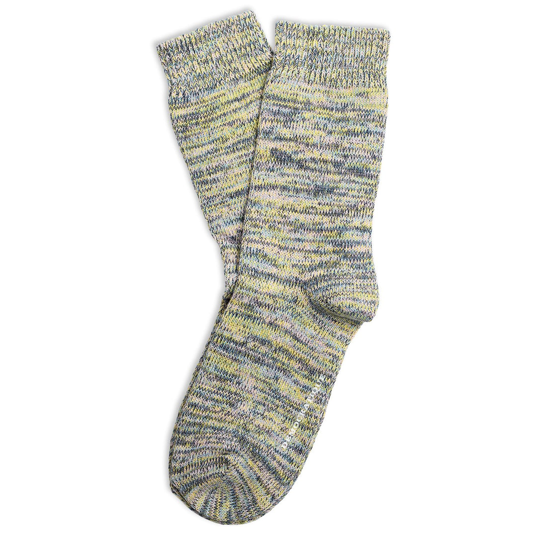 Relax Chunky Flat Knit Supermelange Socks Palm Springs Blue / Shaded Blue / Off White / Yellow Sun / Pale Pink - Democratique Socks