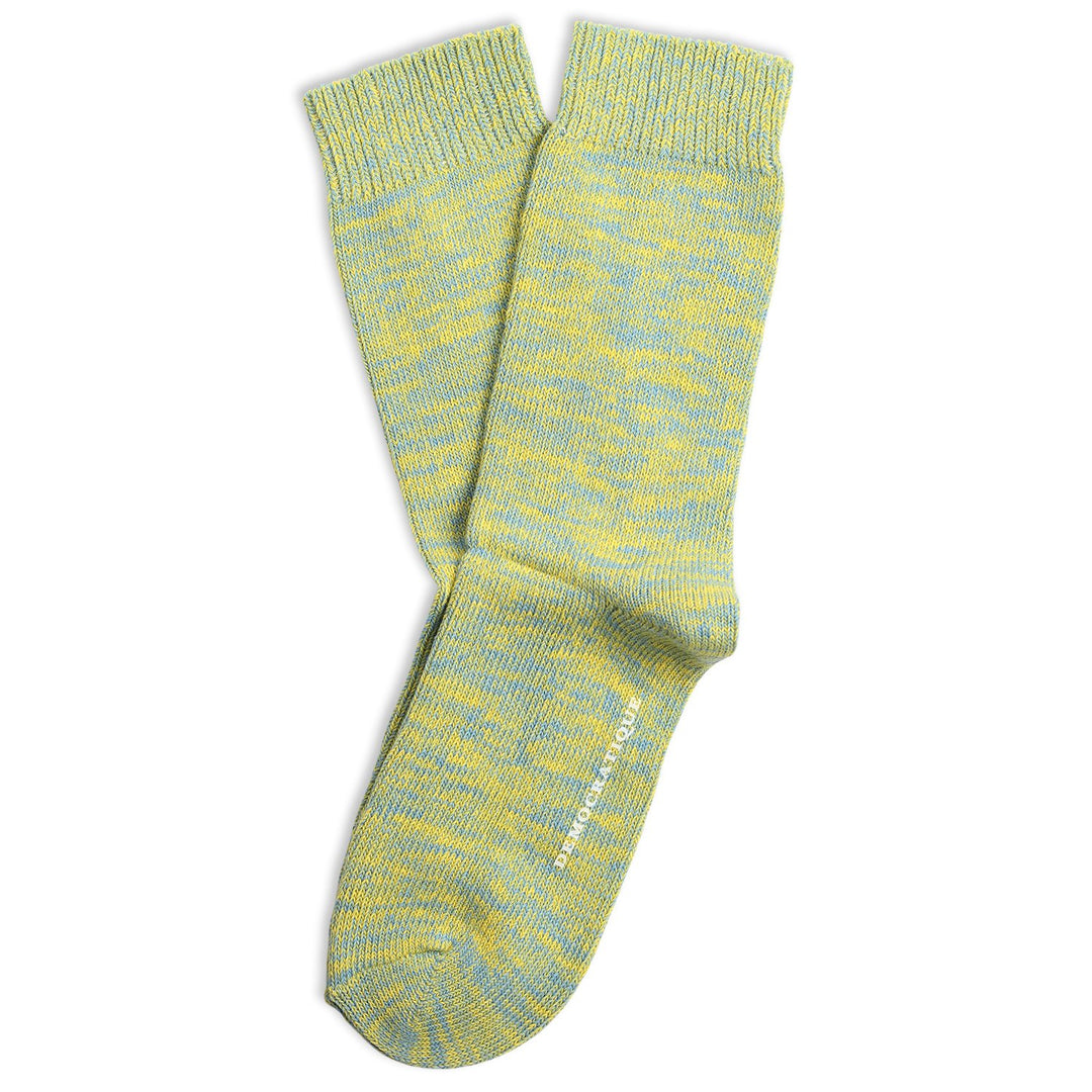 Relax Chunky Flat Knit Supermelange Socks Palm Springs Blue / Yellow Sun - Democratique Socks