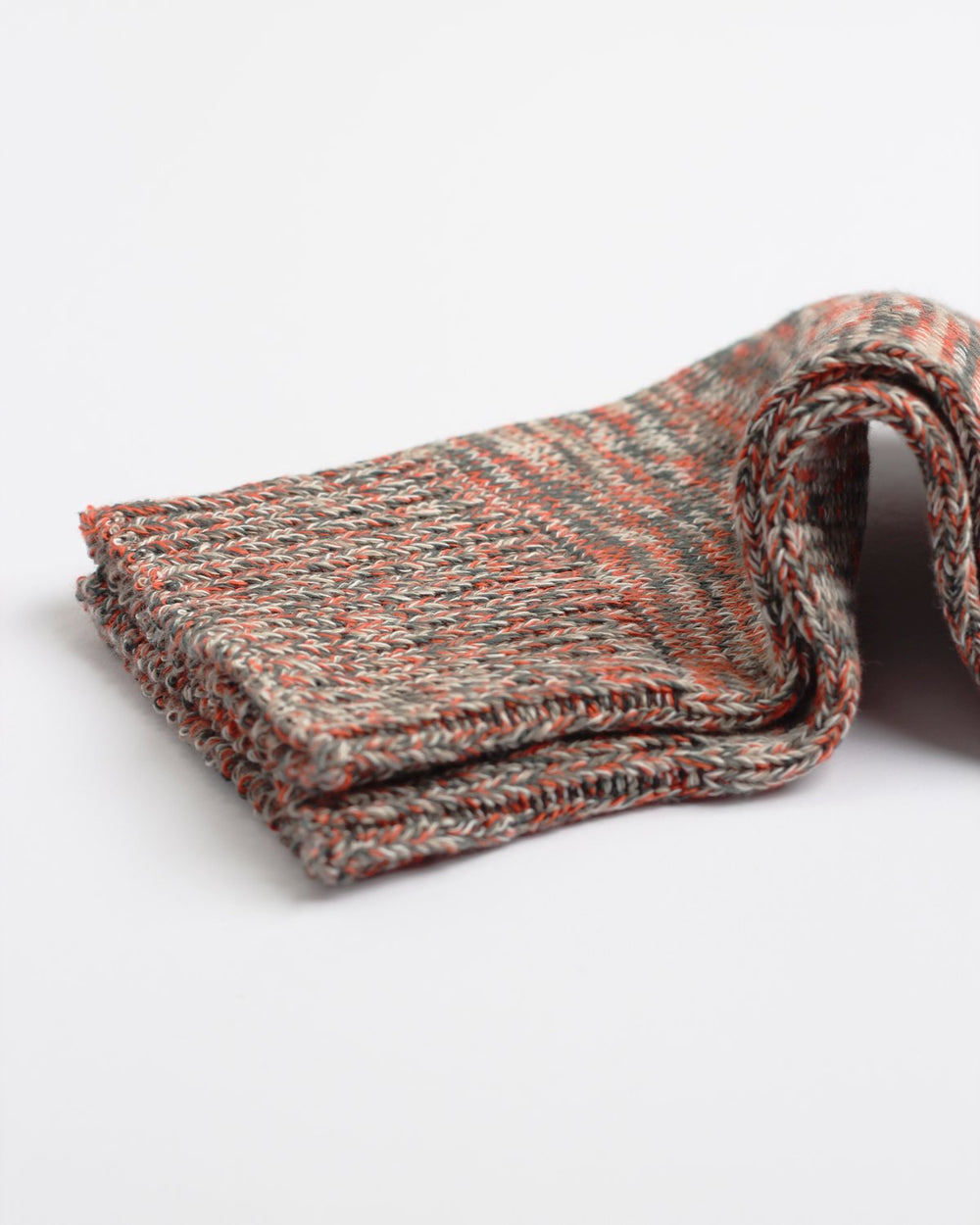 Democratique Socks Relax Chunky Flat Knit Supermelange Organic Cotton Rough Sand - Army - Forrest Green - Okker Orange - Off White - Democratique Socks