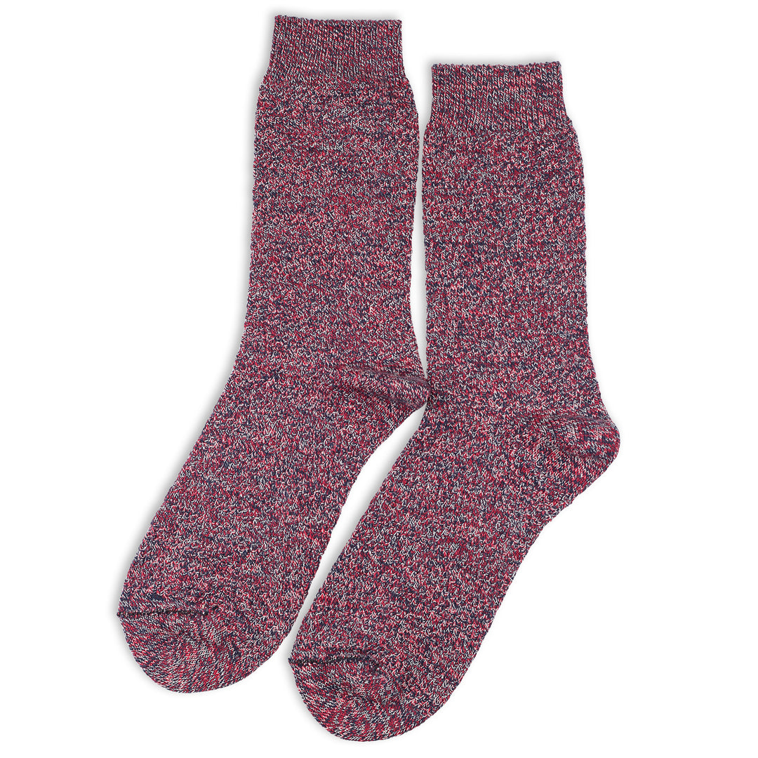 Relax Slub Knit Supermelange Navy / Off White / Pearl Red - Democratique Socks