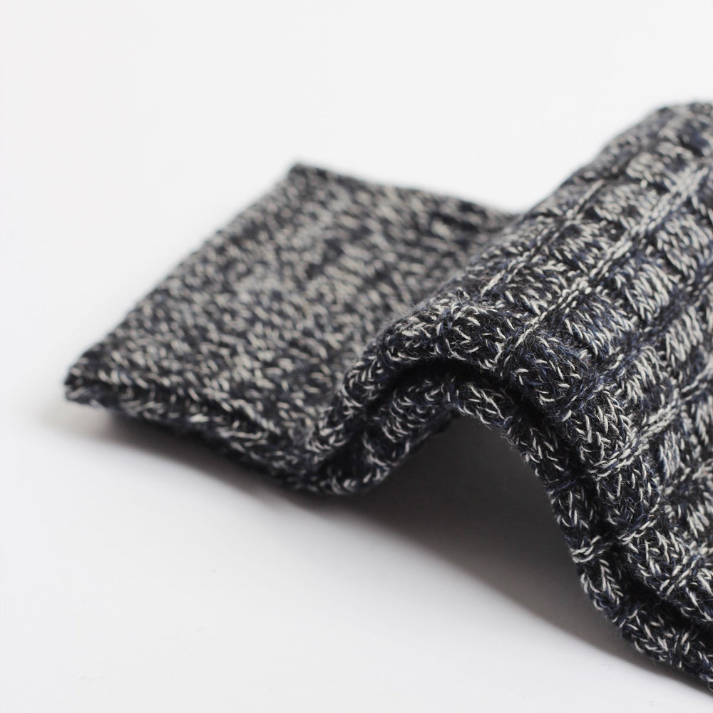 Relax Fence Knit Supermelange Black / Navy / Light Grey Melange - Democratique Socks