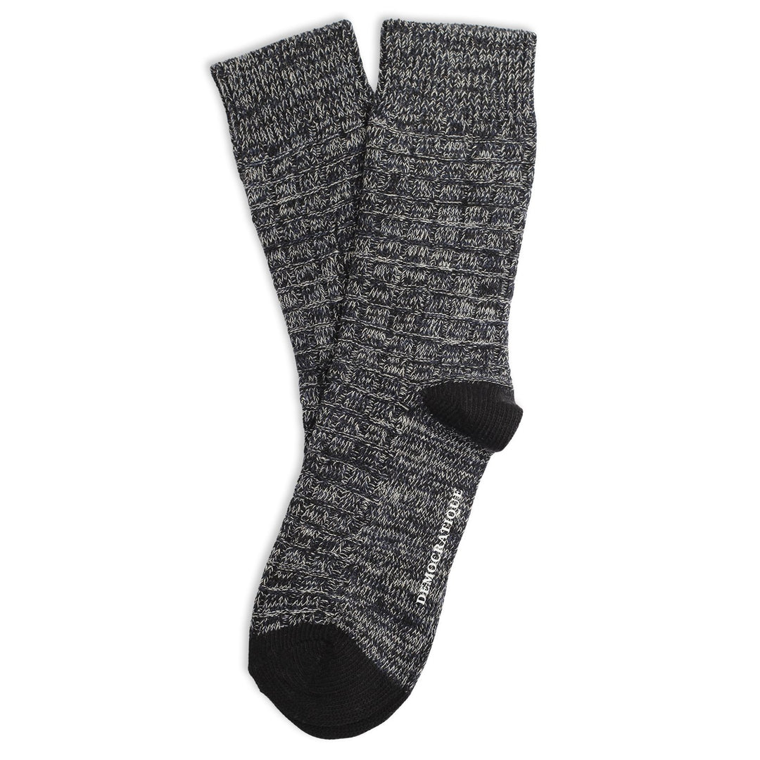 Relax Fence Knit Supermelange Black / Navy / Light Grey Melange - Democratique Socks