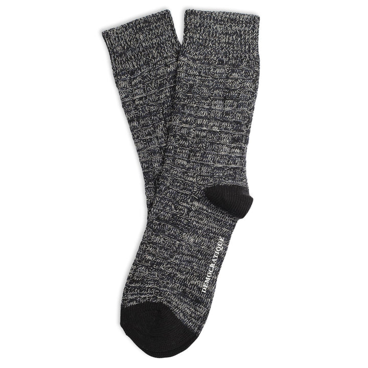 Relax Fence Knit Supermelange Black / Navy / Light Grey Melange - Democratique Socks