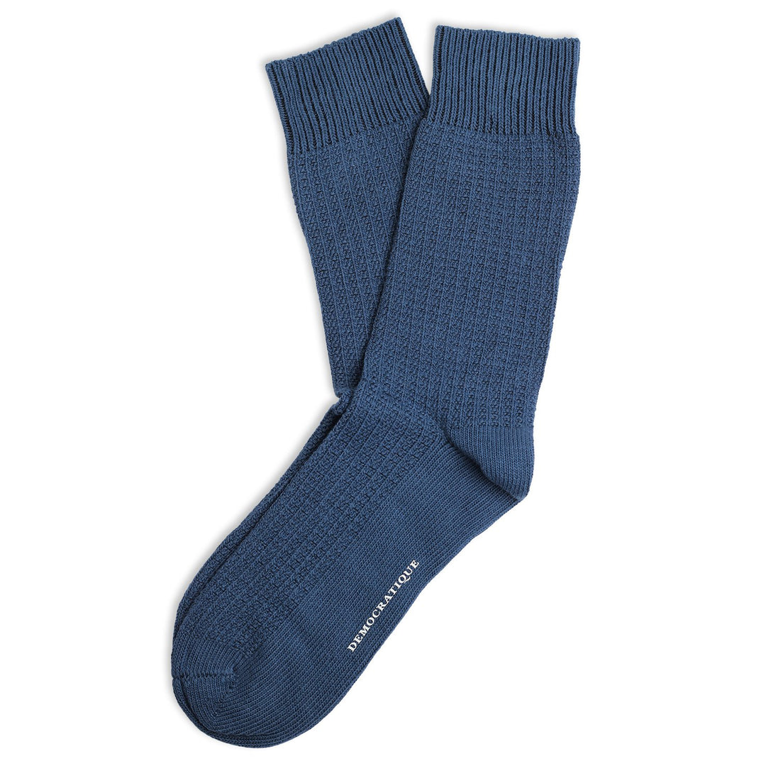 Democratique Socks Relax Waffle Knit Supermelange Dark Ocean Blue - Democratique Socks