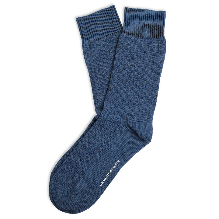 Democratique Socks Relax Waffle Knit Supermelange Dark Ocean Blue - Democratique Socks