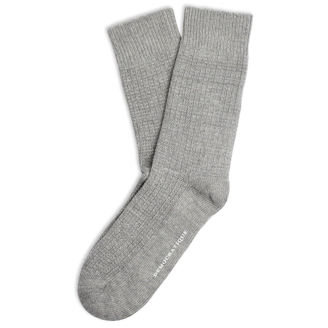 Democratique Socks Relax Waffle Knit Supermelange Light Grey Melange - Democratique Socks