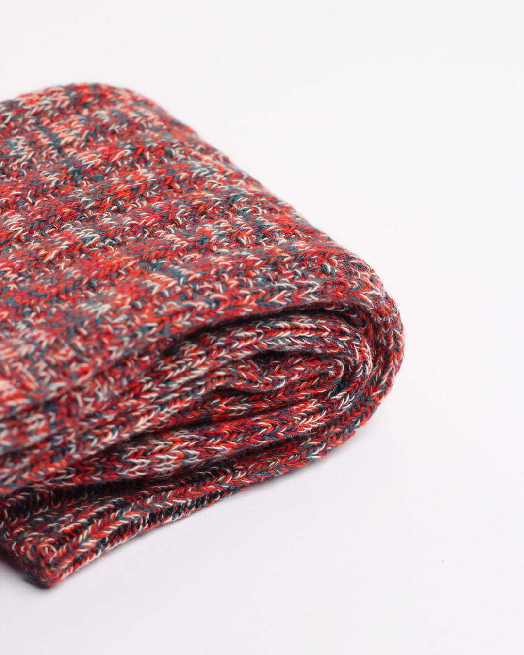 Democratique Socks Relax Schooner Knit Supermelange Organic Cotton Heavy Emerald / New Red / Okker Orange / Off White - Democratique Socks