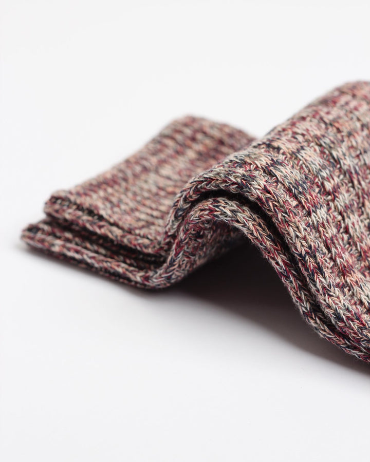Democratique Socks Relax Schooner Knit Supermelange Organic Cotton Navy / Red Wine / Army / Light Salmon / Off White - Democratique Socks