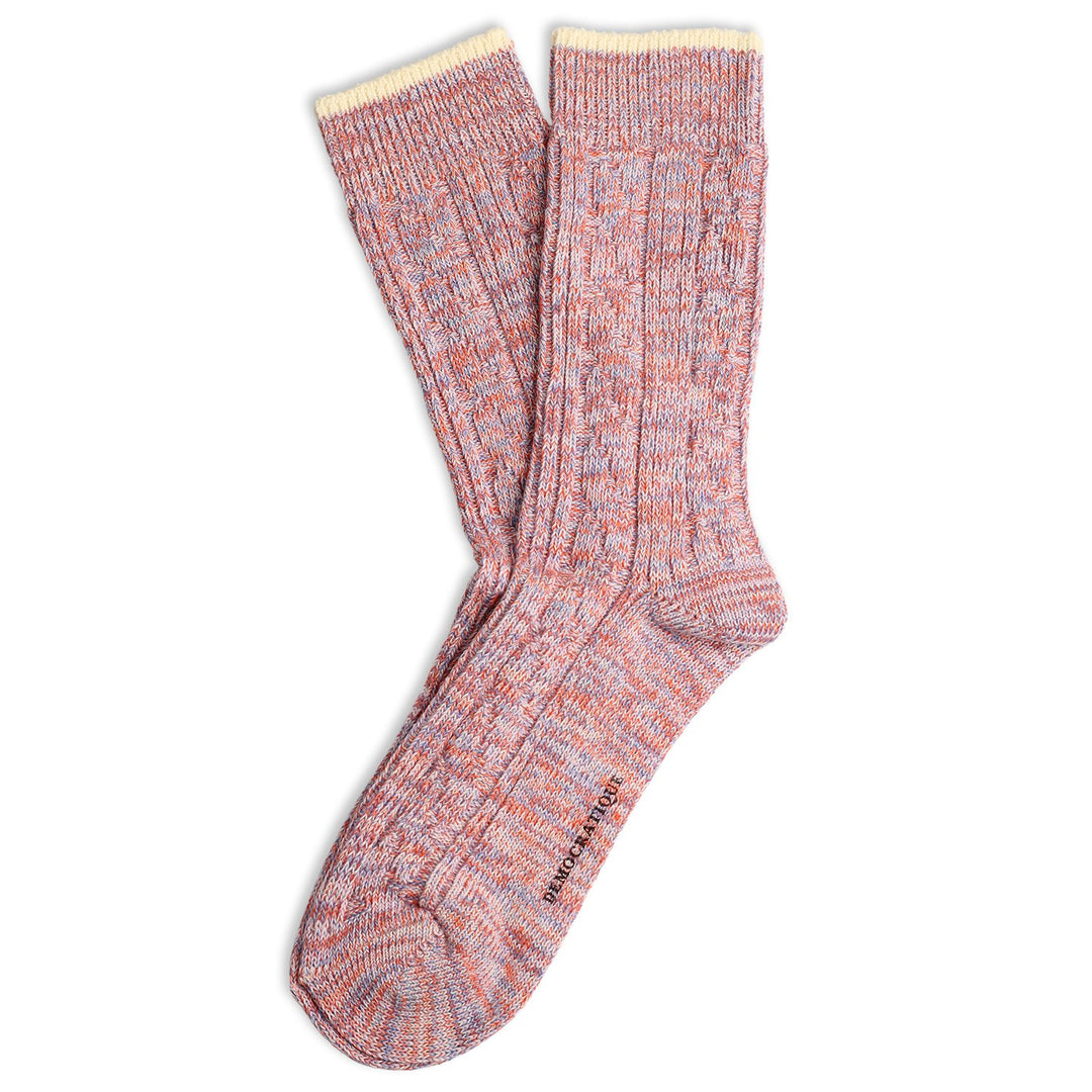 Relax Fisher Knit Supermelange Socks Off White / Cold Blossom / Pumpkin / Hot Nutshell - Democratique Socks