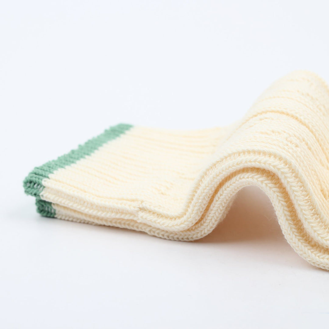 Relax Fisher Knit Supermelange Socks Off White / Soft Green - Democratique Socks