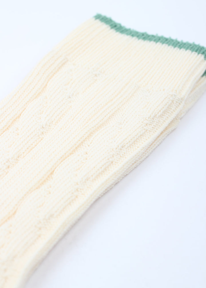 Relax Fisher Knit Supermelange Socks Off White / Soft Green - Democratique Socks