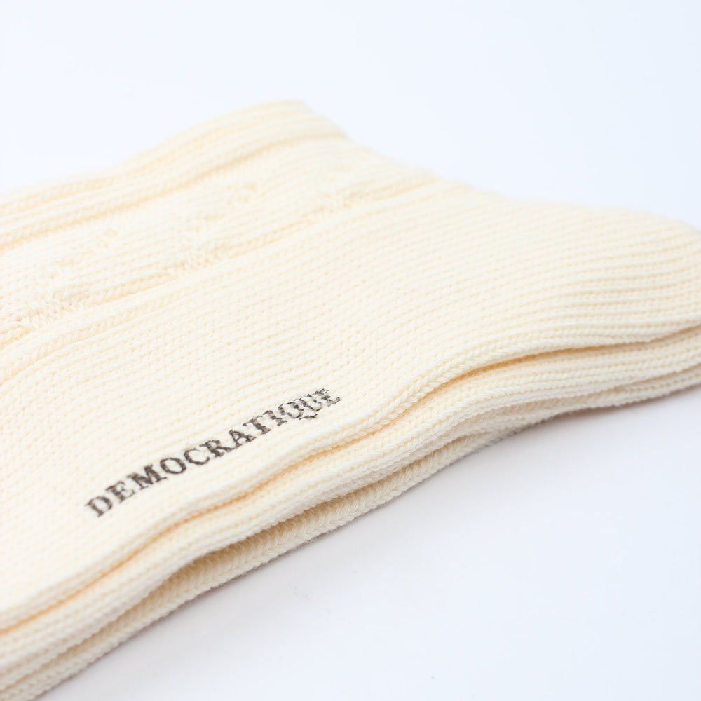 Relax Fisher Knit Supermelange Socks Off White / Soft Green - Democratique Socks