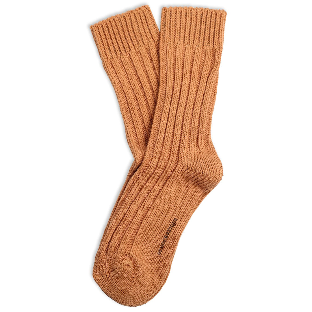 Relax Chunky Rib Knit Folehaven Apricot - Democratique Socks