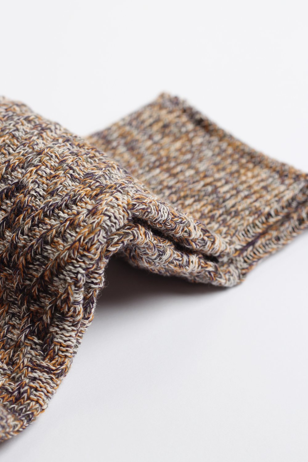 Relax Cross Weave Knit Supermelange Gribskov Plum / Off White / Honey / Stone - Democratique Socks