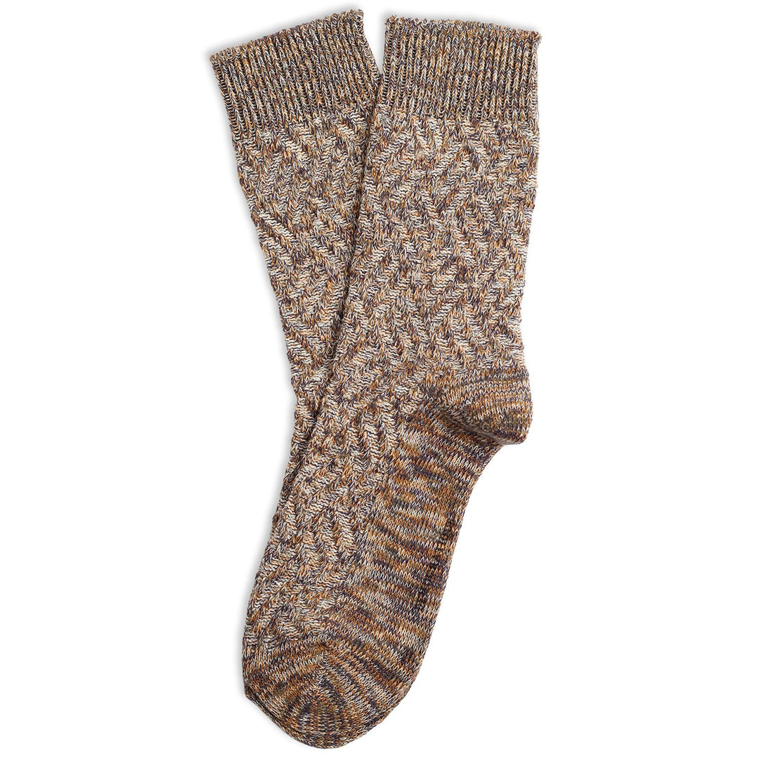 Relax Cross Weave Knit Supermelange Gribskov Plum / Off White / Honey / Stone - Democratique Socks