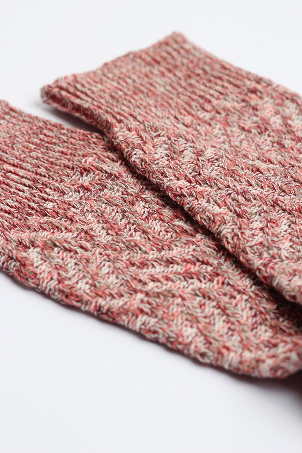 Relax Cross Weave Knit Supermelange Red Wine / Off White / Stone / Watermelon - Democratique Socks