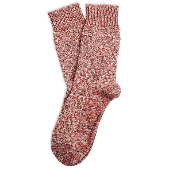 Relax Cross Weave Knit Supermelange Red Wine / Off White / Stone / Watermelon - Democratique Socks