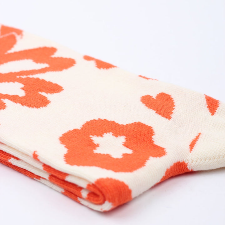 Originals Femme Pattern Fleur Socks Off White / Pumpkin / "Gold" - Democratique Socks