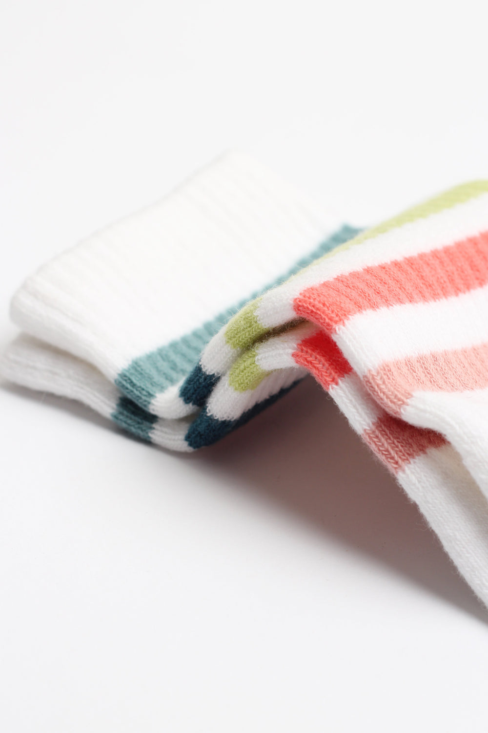 12-pack The Hoxton x Democratique Socks ATHLETIQUE Striped HOX SOX Clear White / Irr / Bluish Green / Rude Green / Watermelon / Pale Pink - Democratique Socks