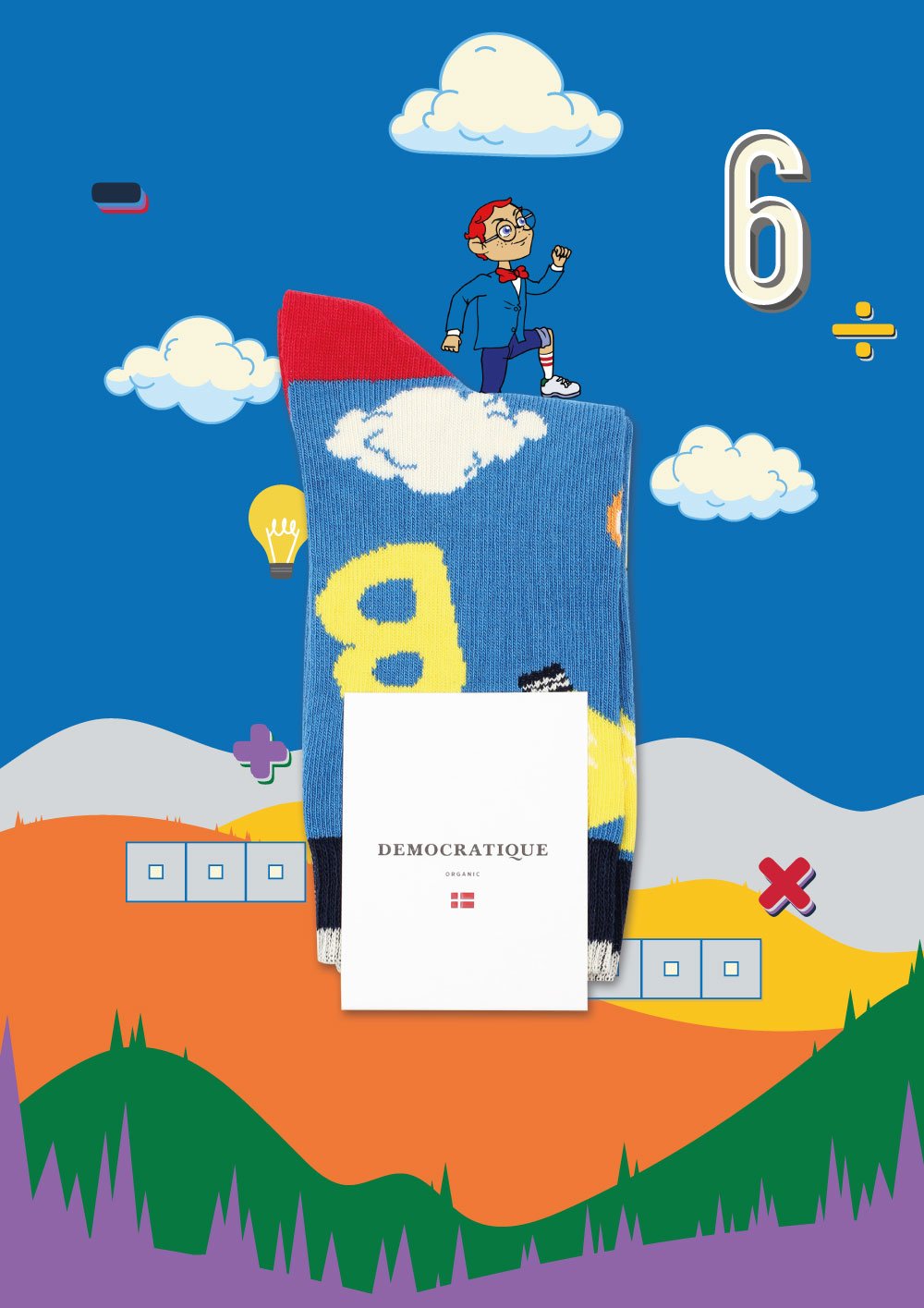 Mr. Cleverman x Democratique Socks Originals Math App Clever Blue / Multi Color - Democratique Socks