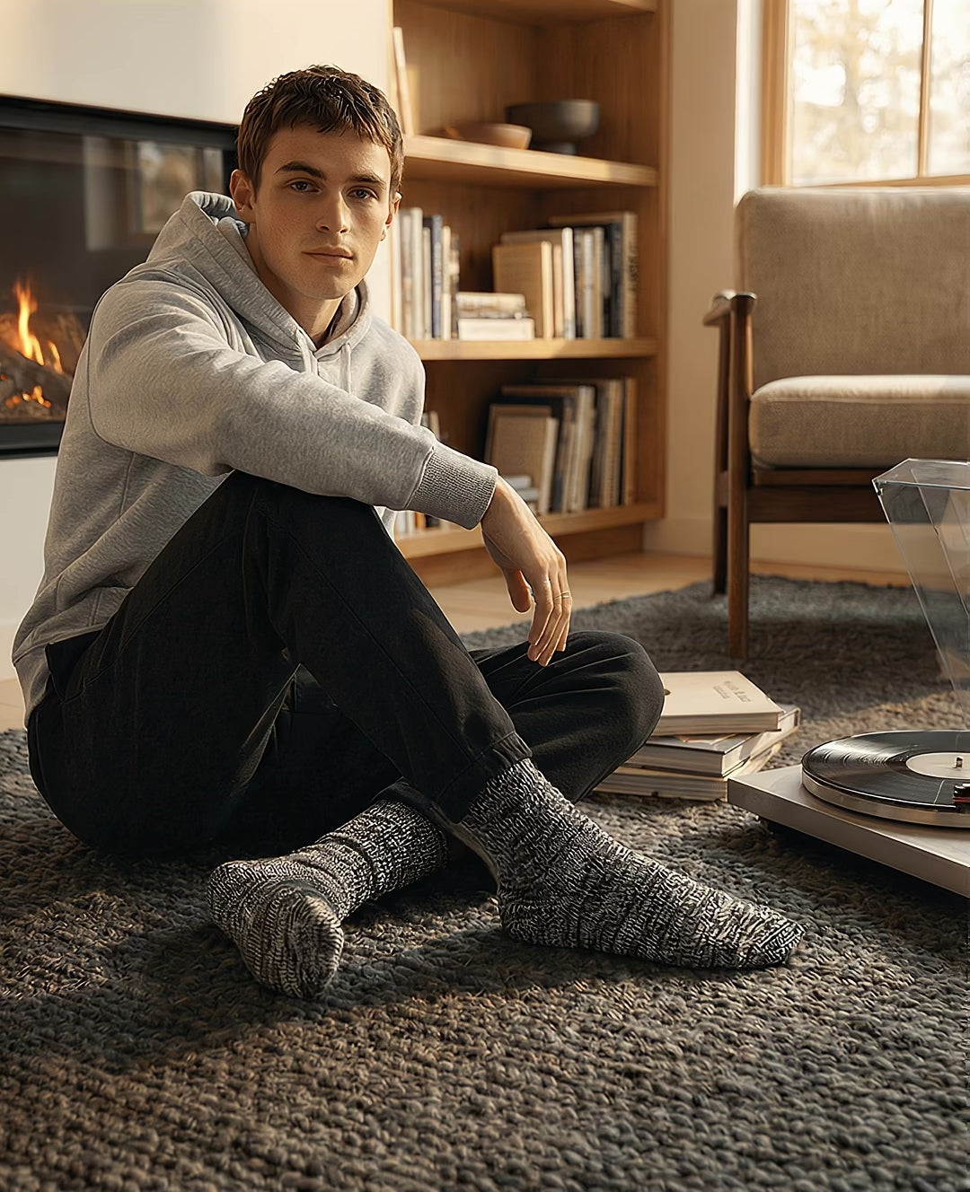 Relax Heavy Rib Supermélange Noir / Blanc Cassé