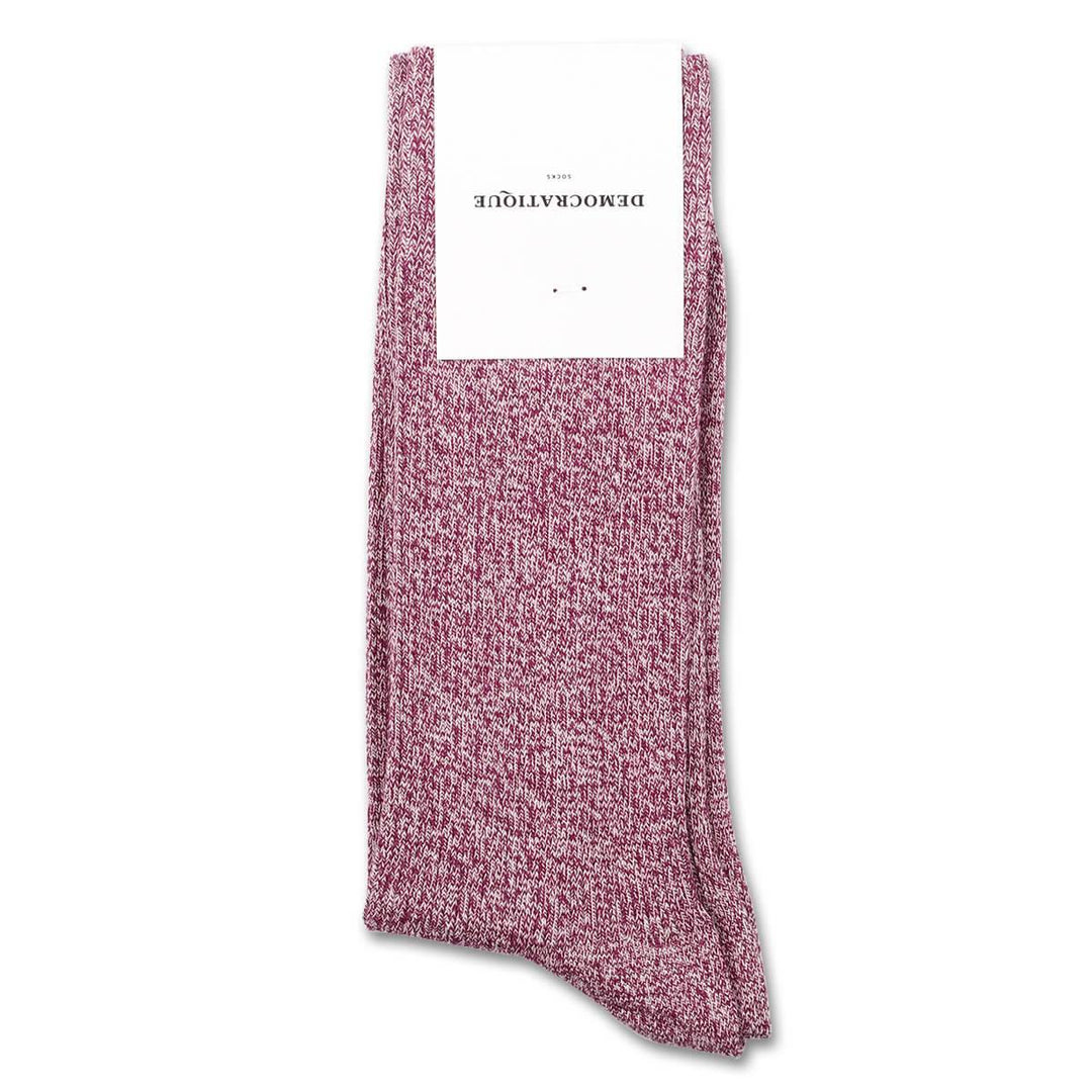 Democratique Socks Originals Rib Ultralight Supermelange Wild Berry / Off White - Democratique Socks