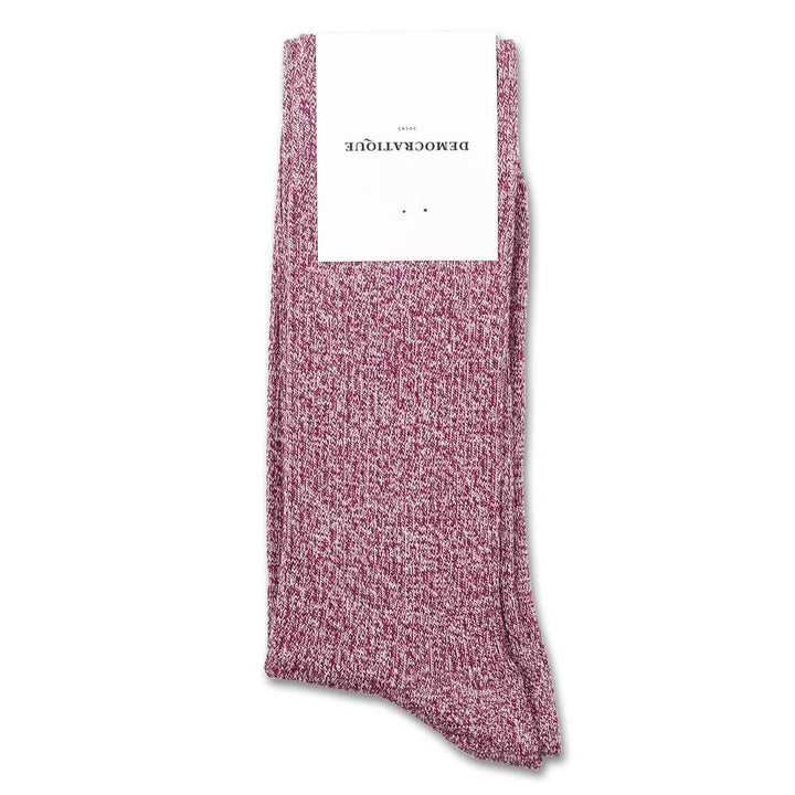 Democratique Socks Originals Rib Ultralight Supermelange Wild Berry / Off White - Democratique Socks