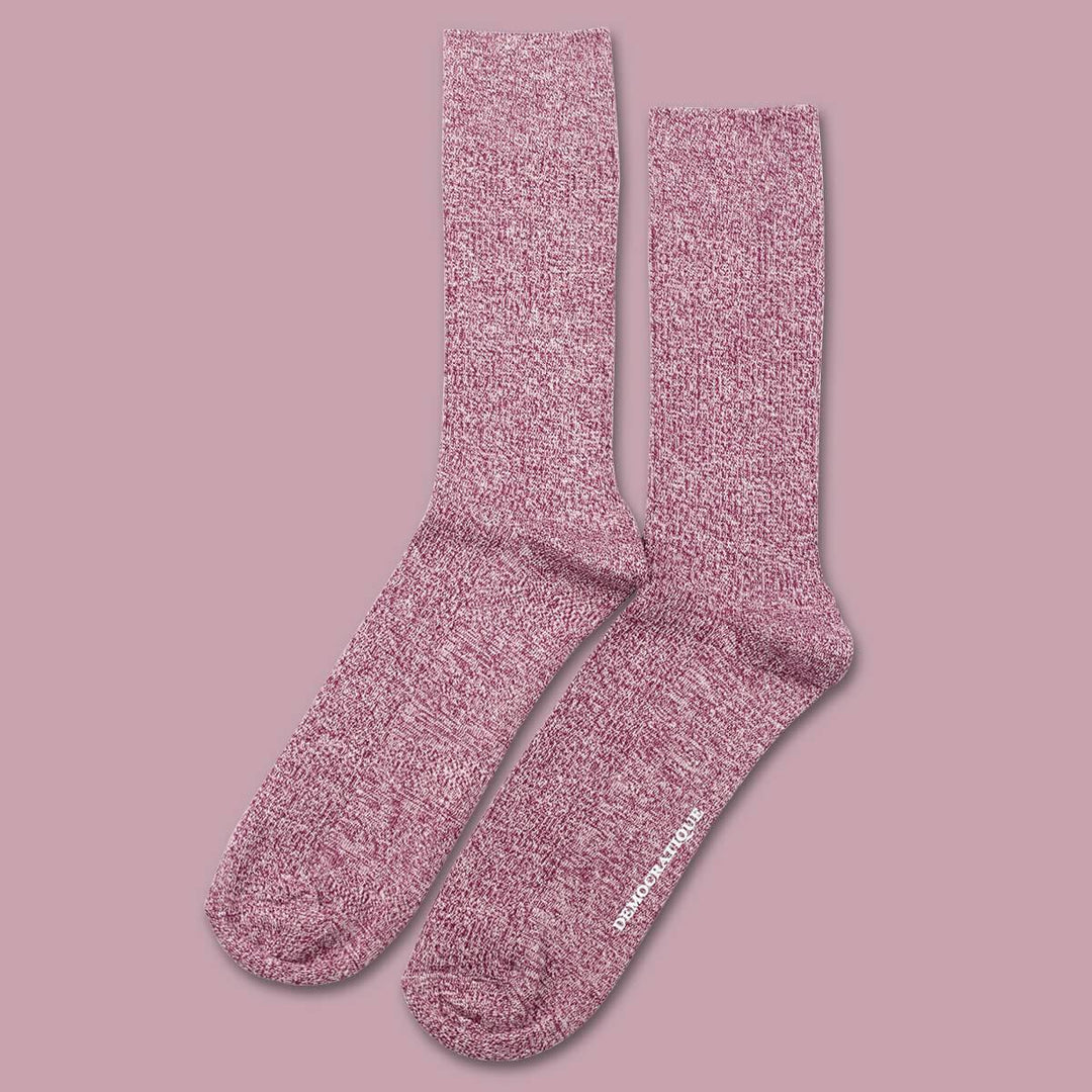 Democratique Socks Originals Rib Ultralight Supermelange Wild Berry / Off White - Democratique Socks