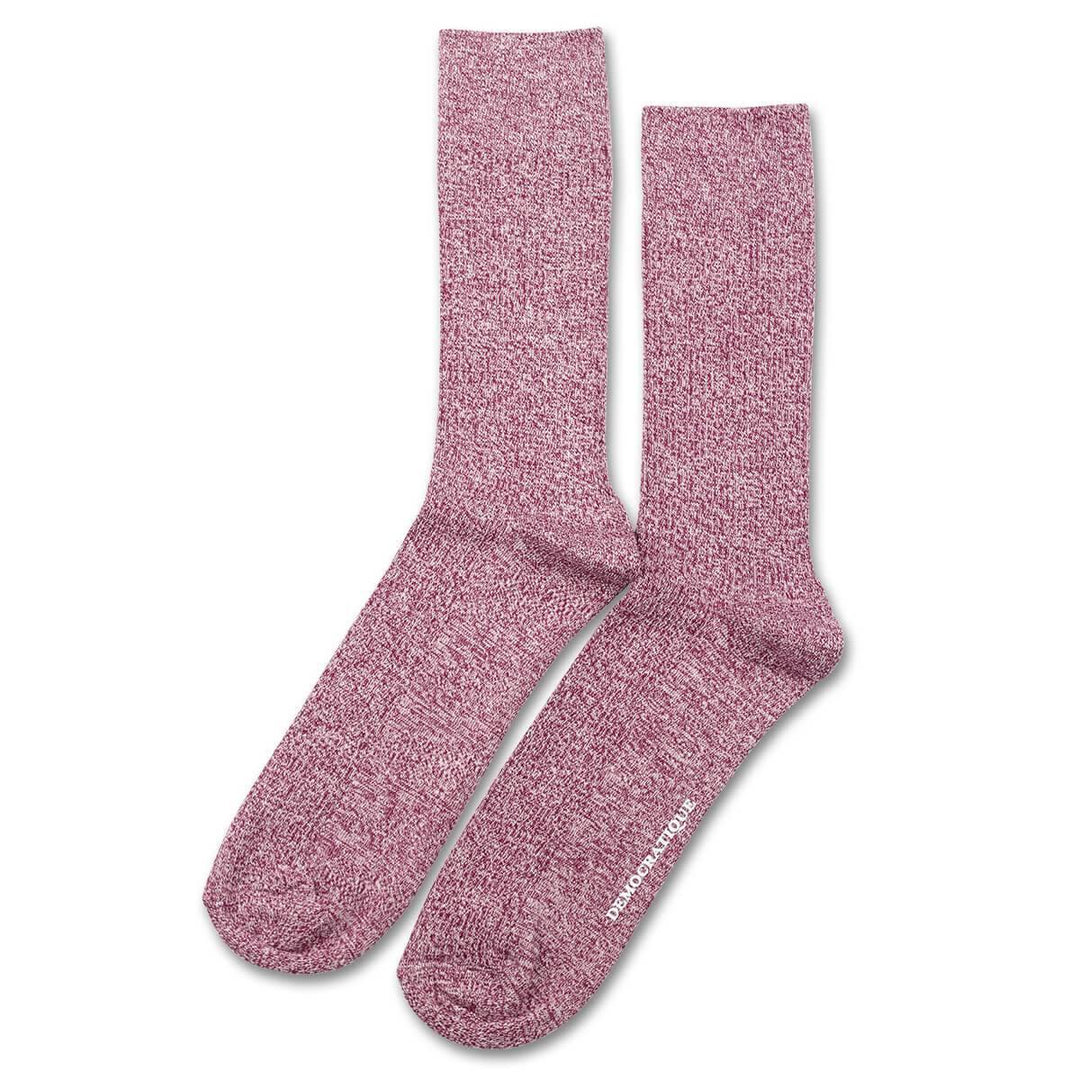 Democratique Socks Originals Rib Ultralight Supermelange Wild Berry / Off White - Democratique Socks