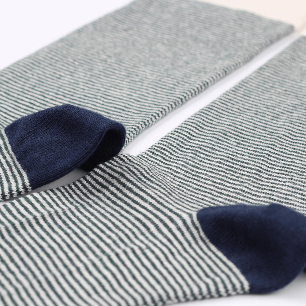Originals Ultralight Stripes Forrest Green - Off White - Navy Democratique Socks - Democratique Socks
