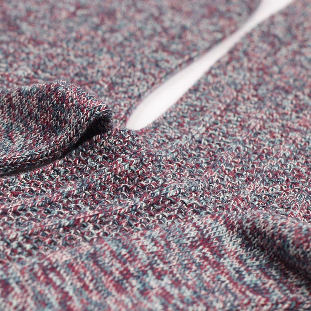 Relax Bubble Line Knit Supermelange Shaded Blue - Red Wine - Off White - Light Irr Democratique Socks - Democratique Socks